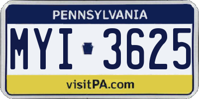 PA license plate MYI3625