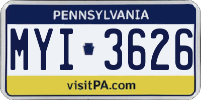 PA license plate MYI3626