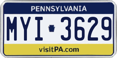 PA license plate MYI3629