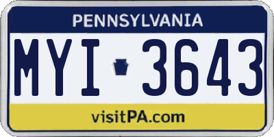 PA license plate MYI3643
