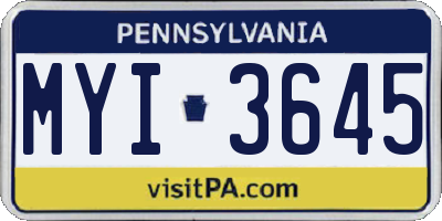 PA license plate MYI3645