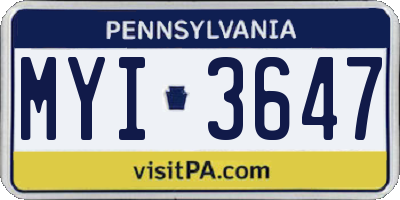 PA license plate MYI3647