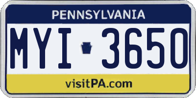 PA license plate MYI3650