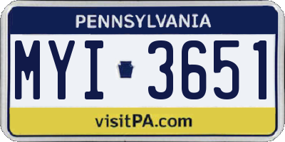 PA license plate MYI3651