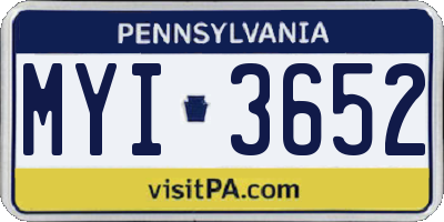 PA license plate MYI3652