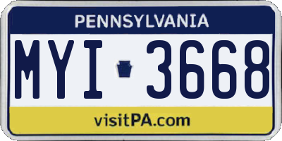 PA license plate MYI3668