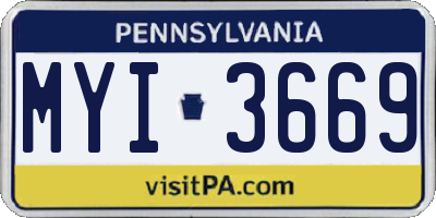 PA license plate MYI3669