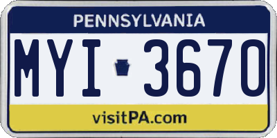 PA license plate MYI3670