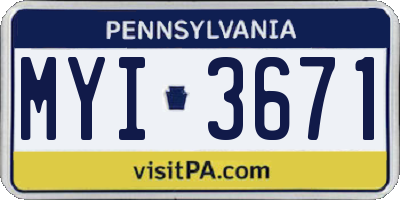 PA license plate MYI3671