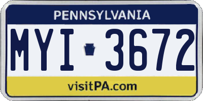 PA license plate MYI3672