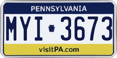 PA license plate MYI3673