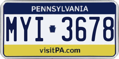 PA license plate MYI3678