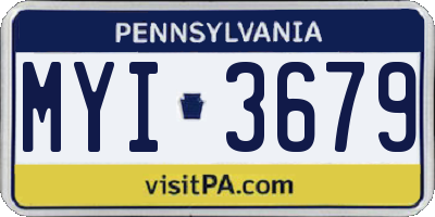 PA license plate MYI3679