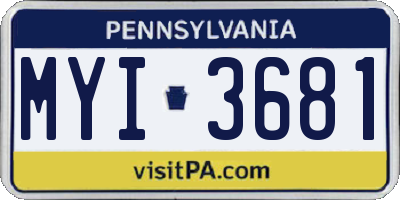 PA license plate MYI3681