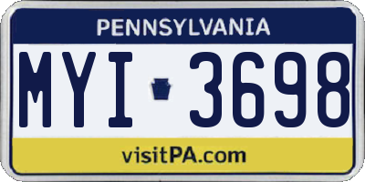PA license plate MYI3698