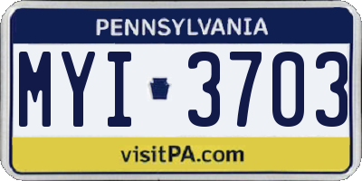 PA license plate MYI3703