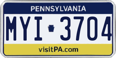 PA license plate MYI3704