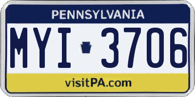 PA license plate MYI3706