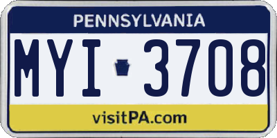 PA license plate MYI3708