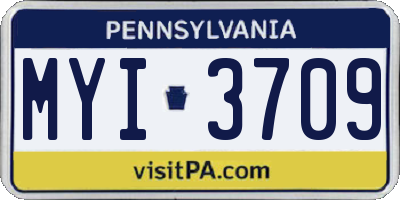 PA license plate MYI3709