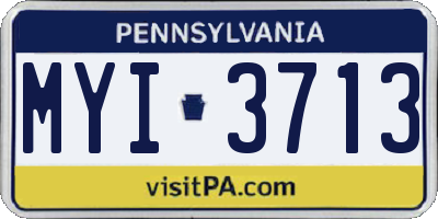 PA license plate MYI3713