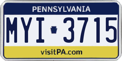 PA license plate MYI3715