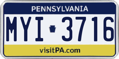 PA license plate MYI3716