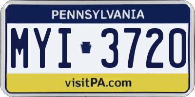 PA license plate MYI3720