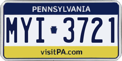 PA license plate MYI3721