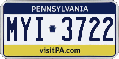 PA license plate MYI3722