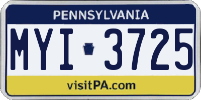 PA license plate MYI3725