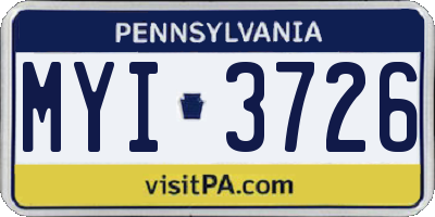 PA license plate MYI3726