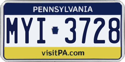 PA license plate MYI3728