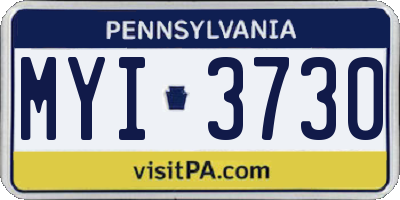 PA license plate MYI3730