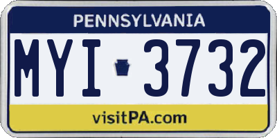 PA license plate MYI3732