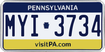 PA license plate MYI3734