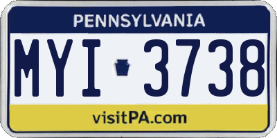 PA license plate MYI3738
