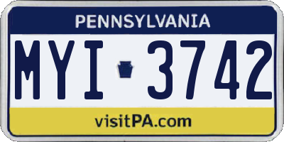 PA license plate MYI3742
