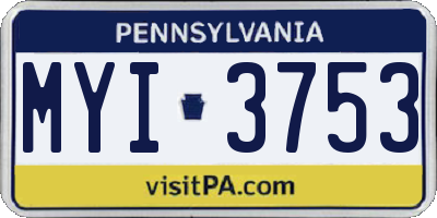 PA license plate MYI3753