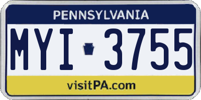 PA license plate MYI3755