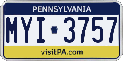 PA license plate MYI3757