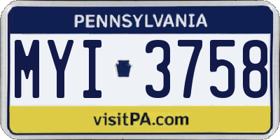 PA license plate MYI3758
