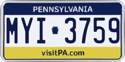PA license plate MYI3759