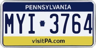 PA license plate MYI3764