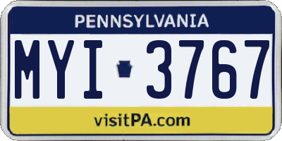 PA license plate MYI3767