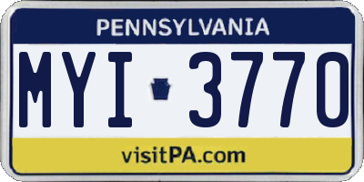 PA license plate MYI3770