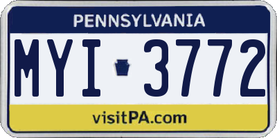 PA license plate MYI3772