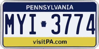 PA license plate MYI3774