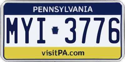 PA license plate MYI3776