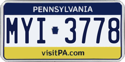 PA license plate MYI3778
